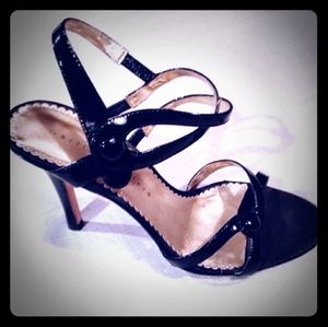 Martinez Valero Patent Black Heel Sandal